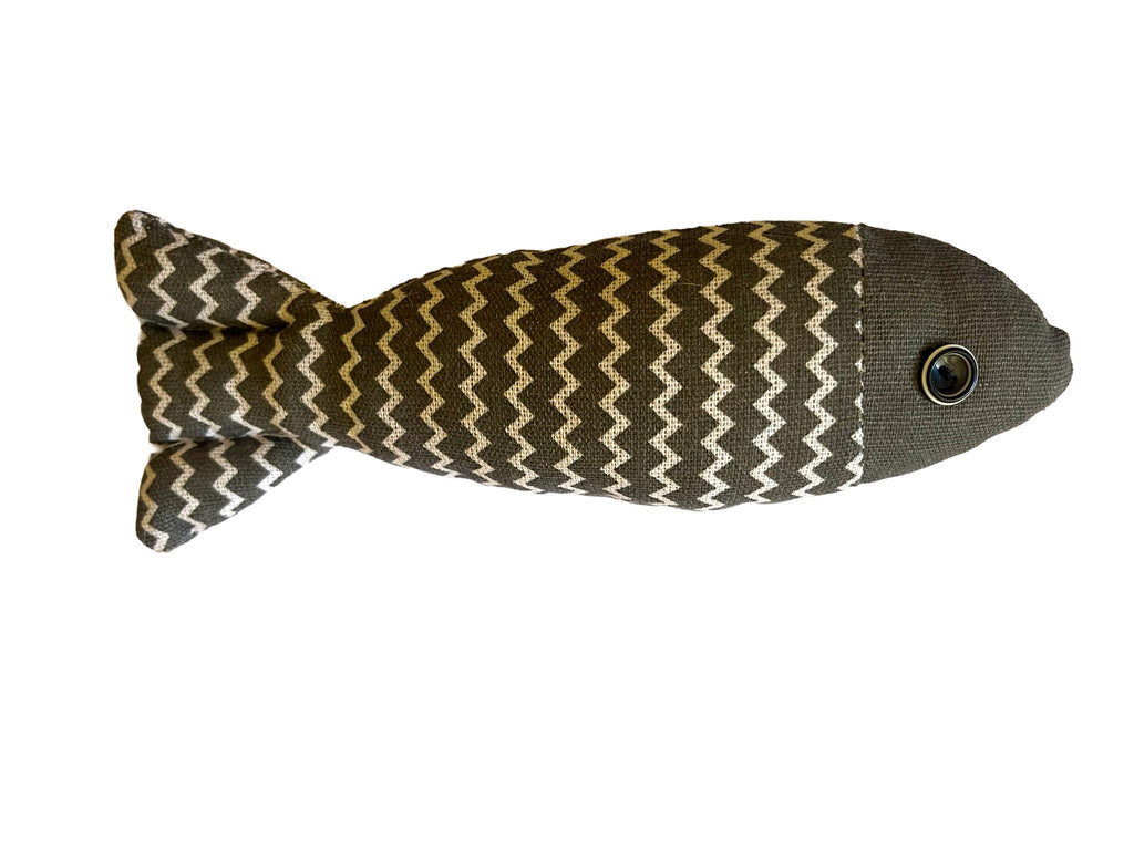 Poisson peluche pour chien et chat, 22cm de long, souple dans un tissu en maille costaud, 3 variantes de couleur : jaune - rouge - gris