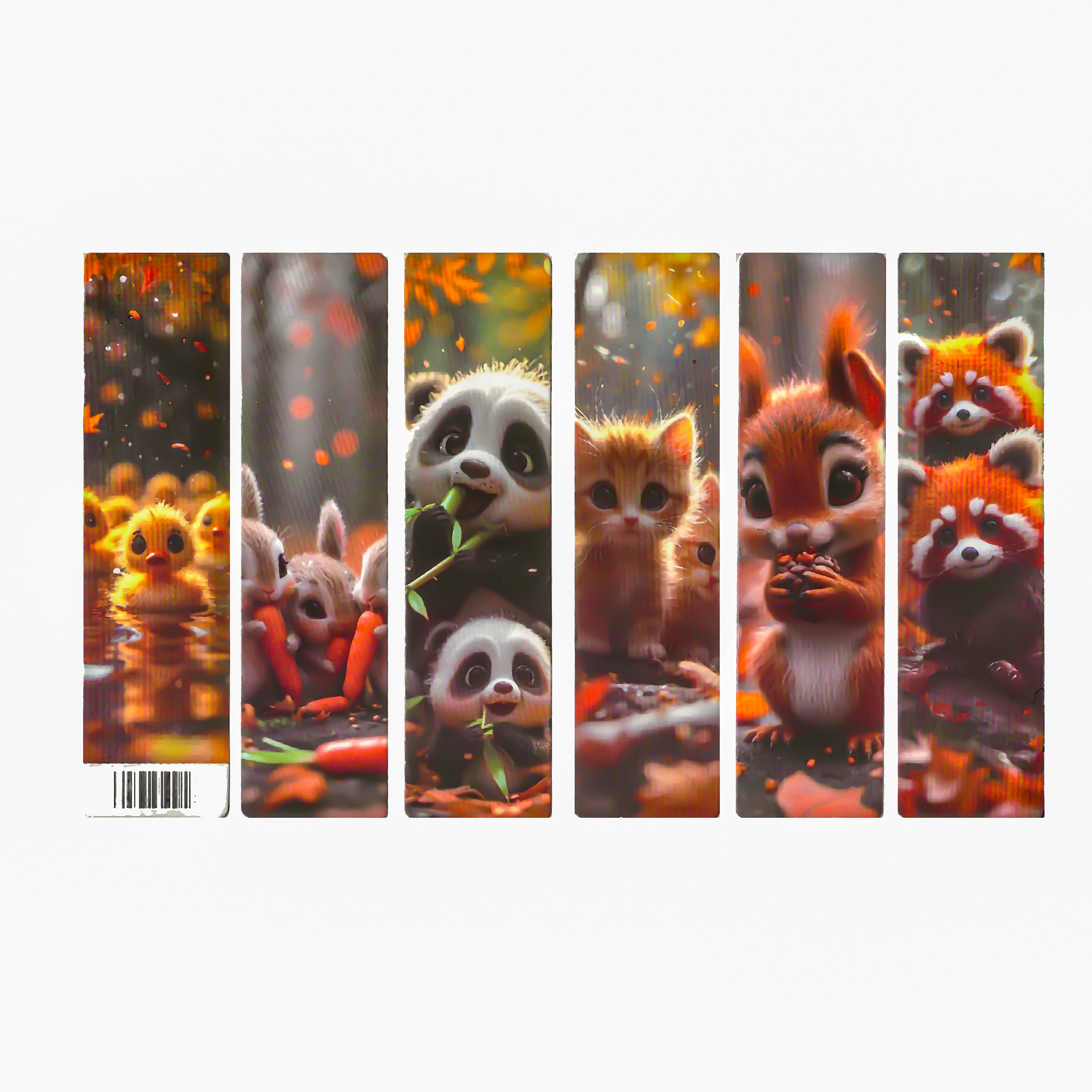 Lot de 6 marque-pages 15*4cm, impression 1 face sur papier cartonné épais, les animaux tout doux 3D