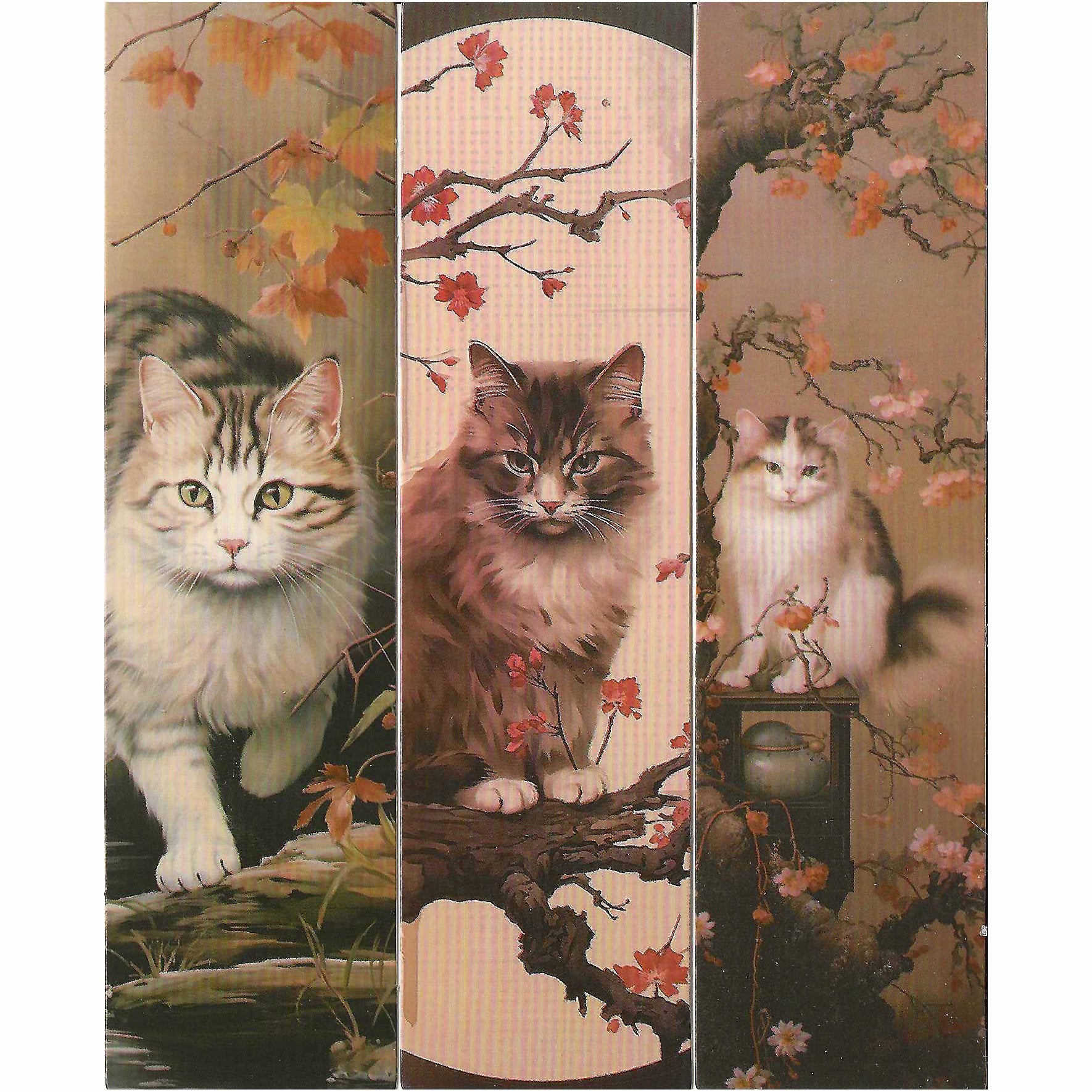 Lot de 6 marque-pages 15*4cm, impression 1 face, papier cartonné épais, portraits de chats dans l'esprit studio photo