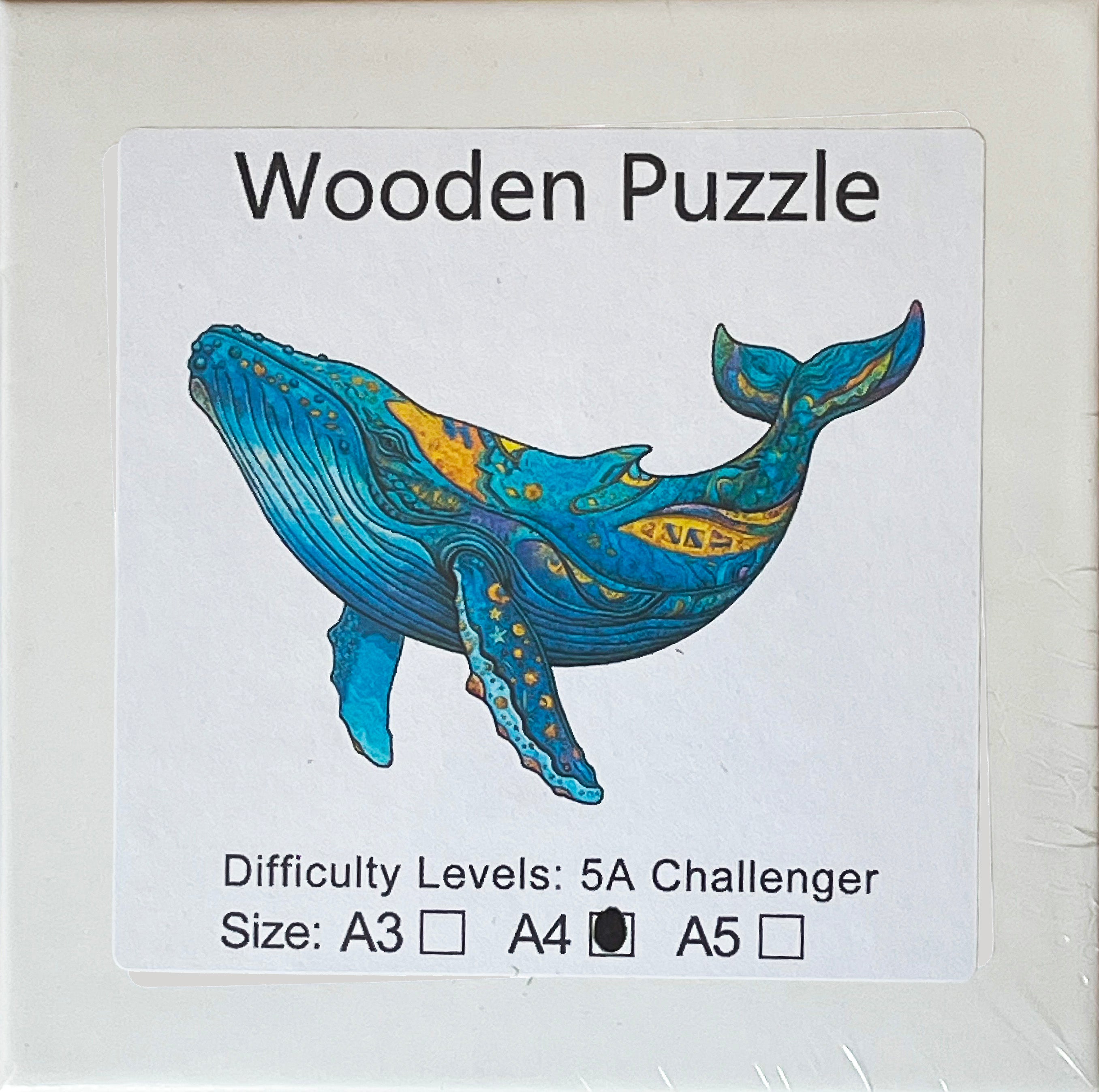 Puzzle A4 en bois laminé dans une boîte cartonnée avec sac de transport et reproduction. Pièces irrégulières uniques rendant l'assemblage encore plus enrichissant, La Tortue de mer