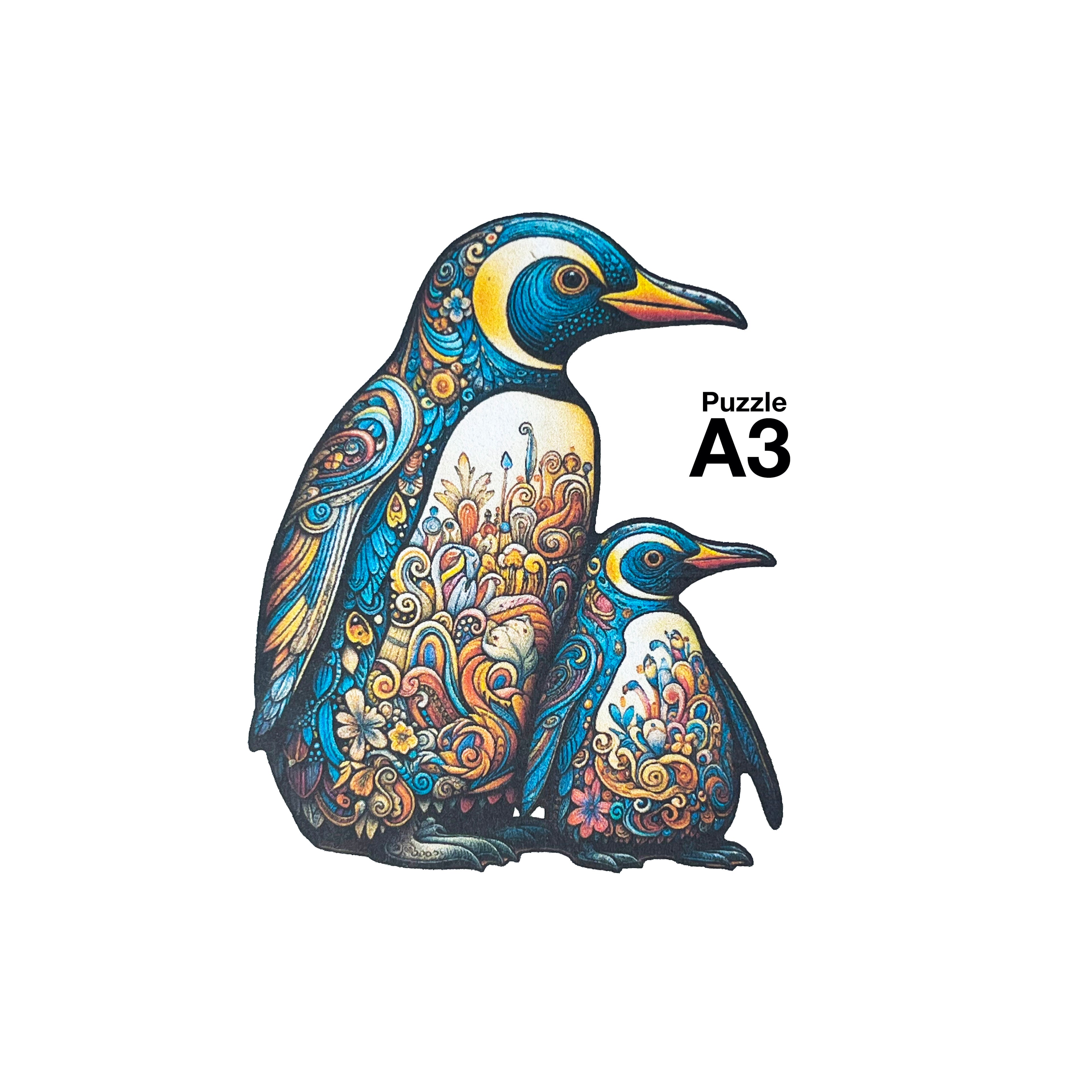 Puzzle A3 en bois laminé dans une boîte cartonnée avec sac de transport et reproduction. Pièces irrégulières uniques rendant l'assemblage encore plus enrichissant, La Baleine Bleue